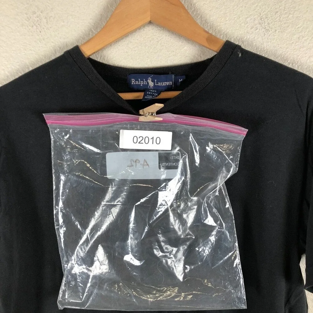 Ralph Lauren Preppy Shirt Mens Medium Black Cotton Logo Basic Staple Base Layer